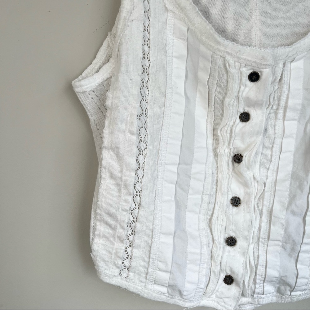 We The Free Amore Vest Lace Boho Button Up Tank Top Size Medium - Picture 3 of 6